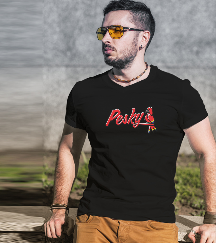 Pesky Red Bird On Branch T-Shirt