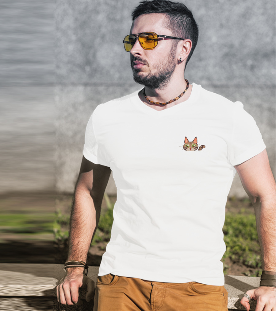 Pocket Maui Cat Peeking Out T-Shirt