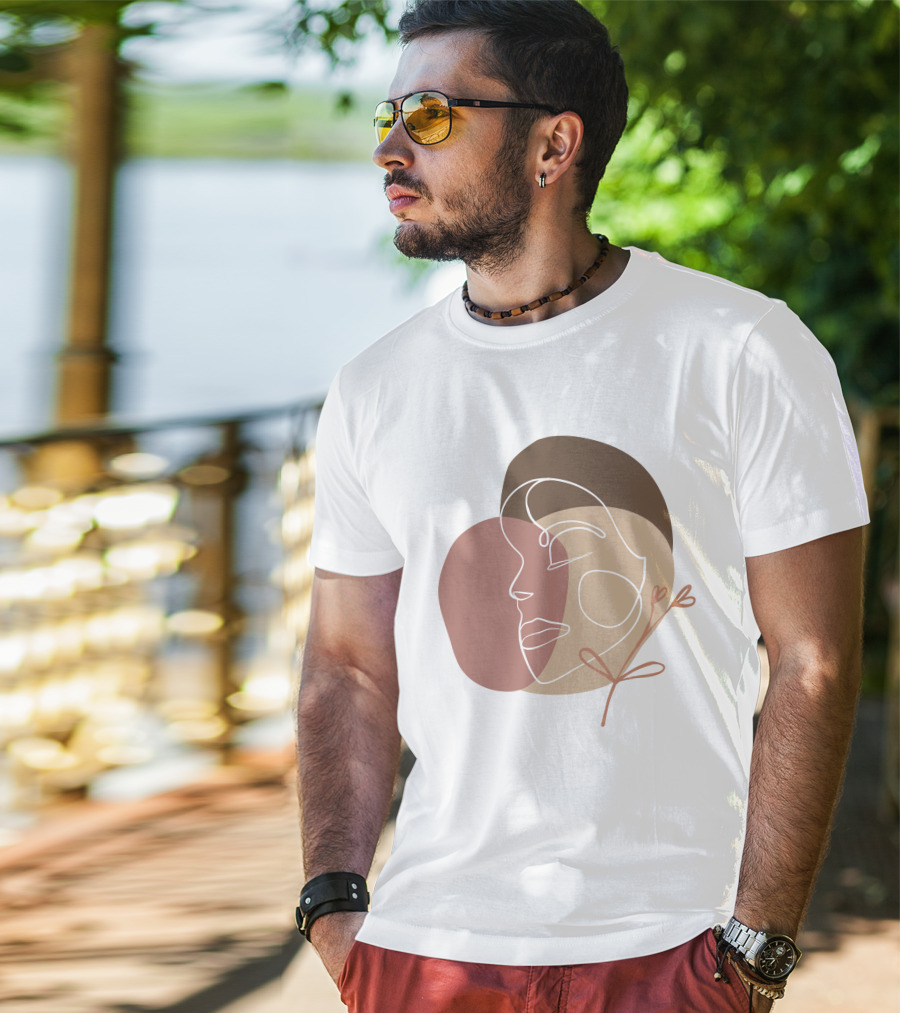 Line Art Woman Face Beauty Minimalist Abstract Linear Profile T-Shirt