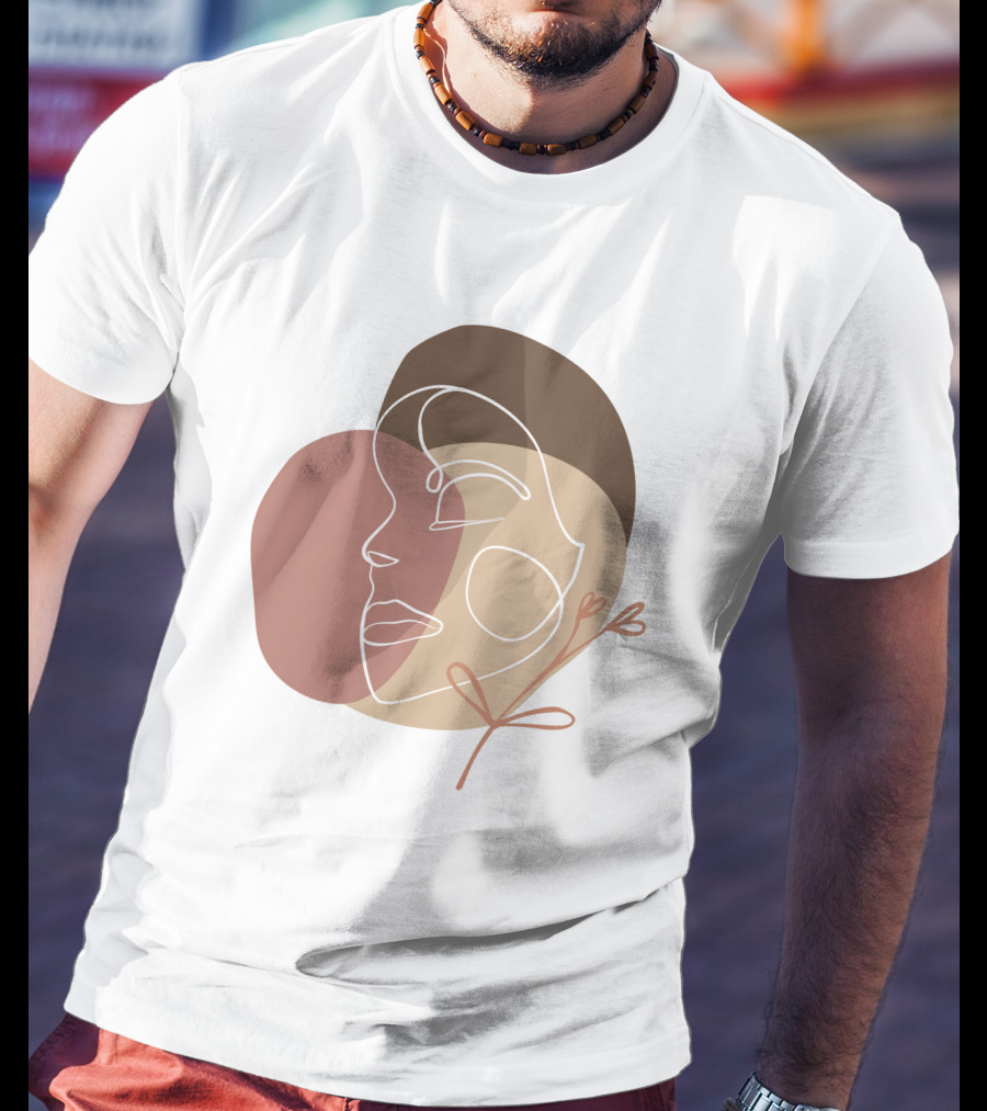 Line Art Woman Face Beauty Minimalist Abstract Linear Profile T-Shirt
