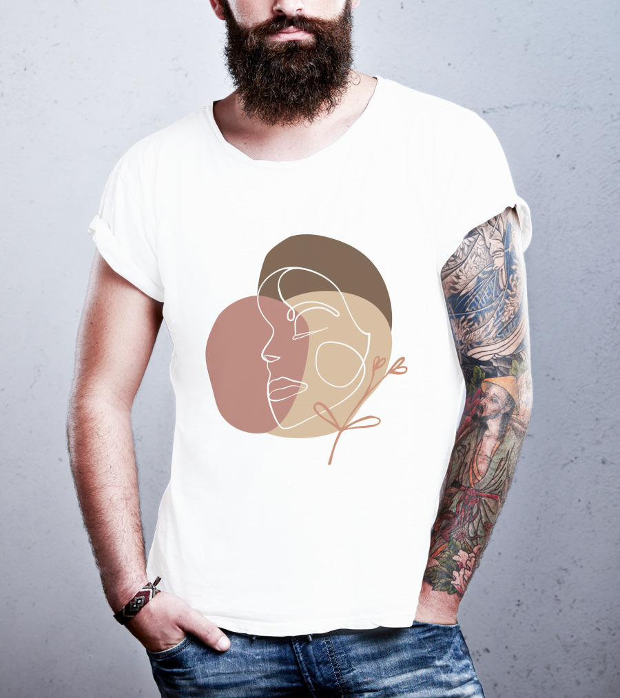 Line Art Woman Face Beauty Minimalist Abstract Linear Profile T-Shirt