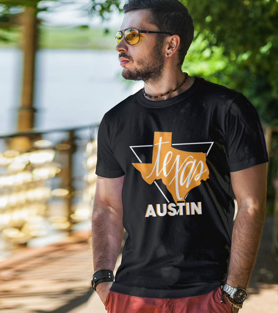 Texas Map Austin Vintage Triangle T-Shirt