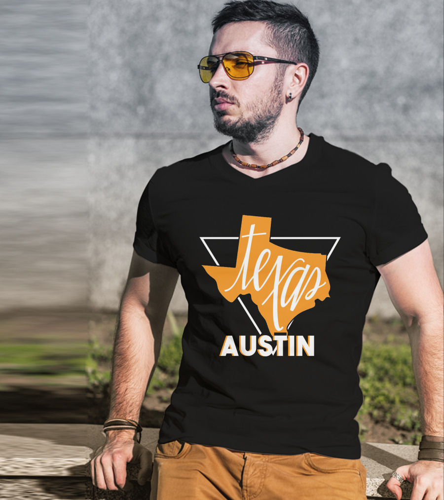 Texas Map Austin Vintage Triangle T-Shirt