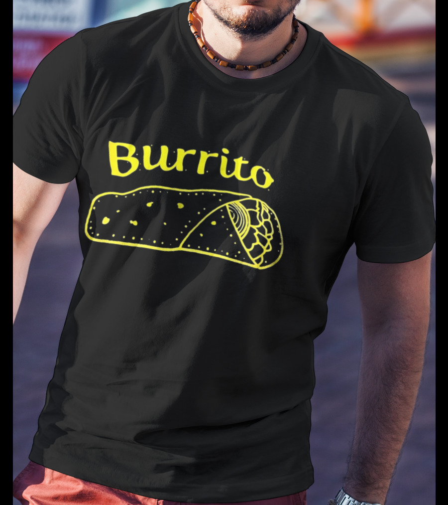 Burrito Sketch Yellow Food T-Shirt