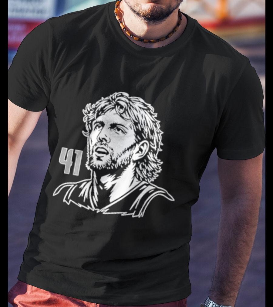 Dirk Nowitzki 41 Basketball Legend Sketch T-Shirt