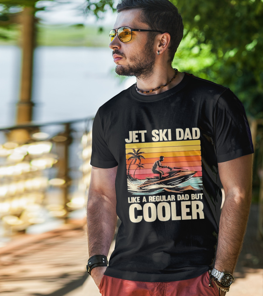 Jet Ski Dad Like A Regular Dad But Cooler Tropical Sunset Adventure T-Shirt