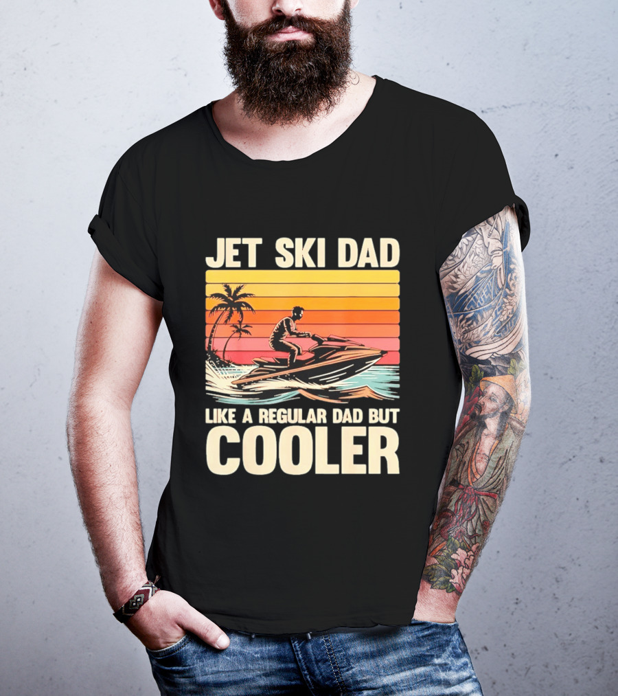 Jet Ski Dad Like A Regular Dad But Cooler Tropical Sunset Adventure T-Shirt