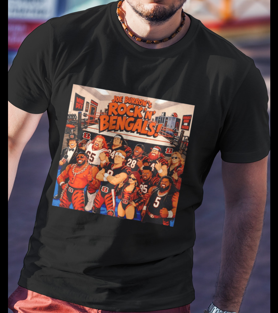 Joe Burrow's Rock 'N' Bengals Who Dey Cincinnati Bengals Born And Raised T-Shirt