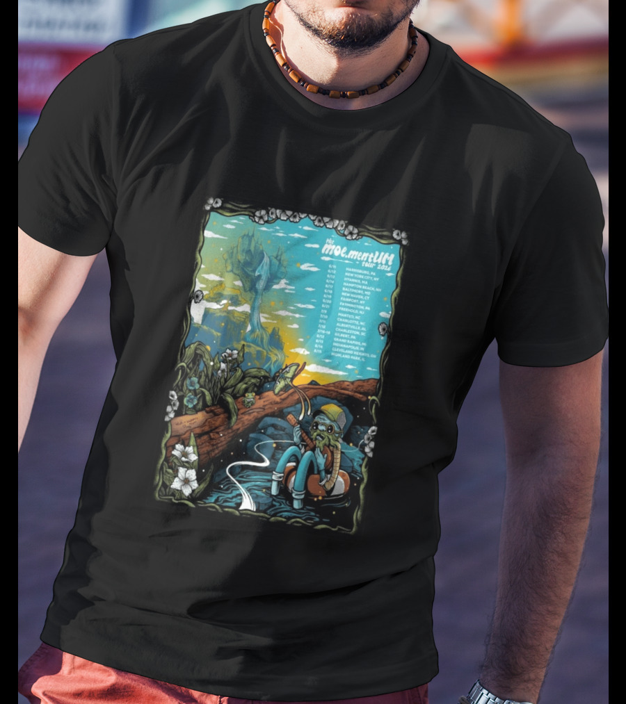Moe.mentum Tour 2026 Dates With Surreal Nature Imagery And Character In Chill Scene T-Shirt