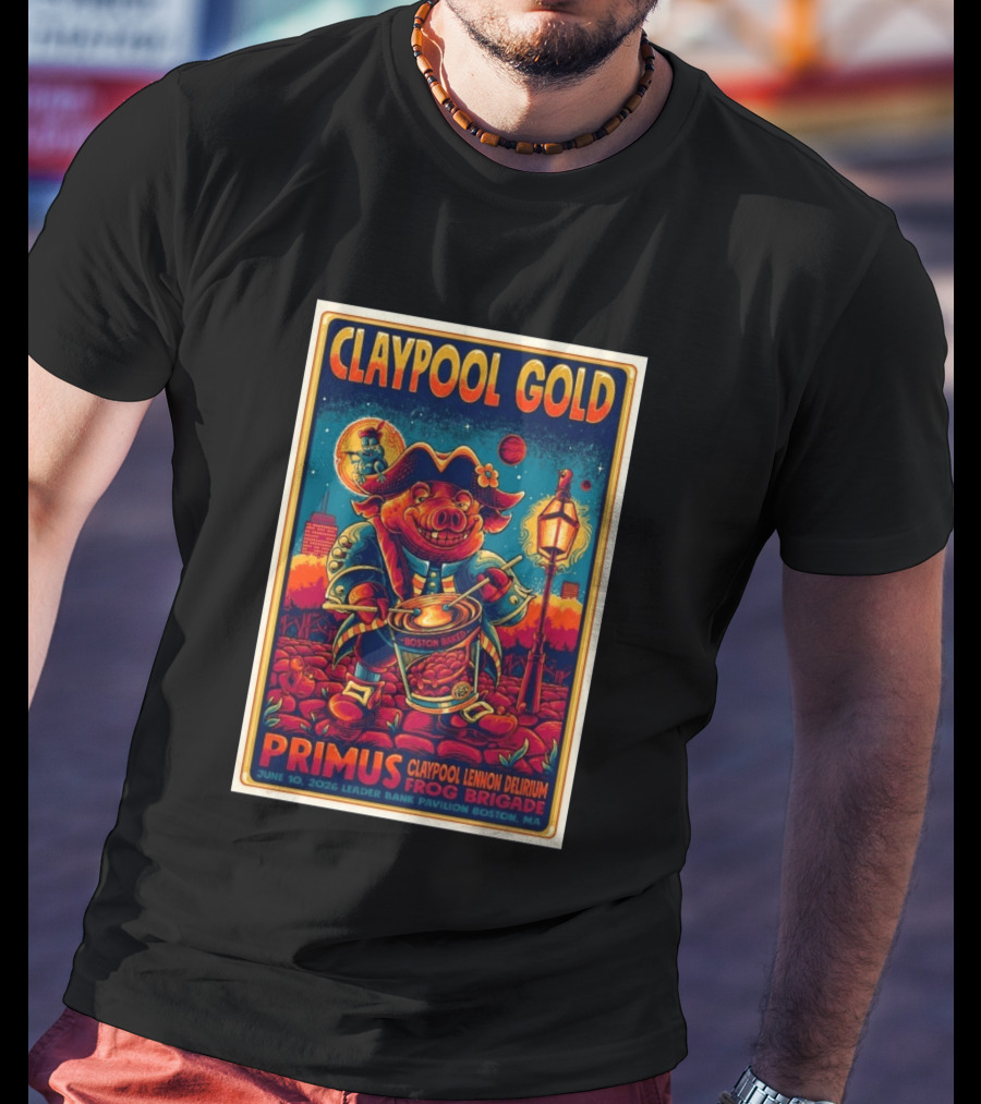 Claypool Gold Primus Frog Brigade June 10 2026 Leader Bank Pavilion Boston MA T-Shirt