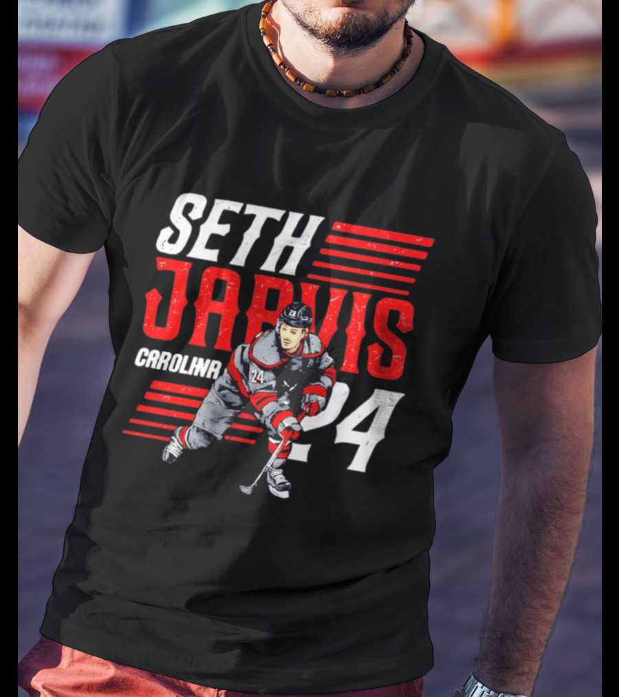 Seth Jarvis 24 Carolina Hurricanes Hockey Player T-Shirt