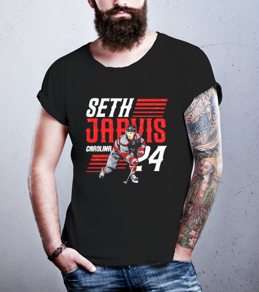Seth Jarvis 24 Carolina Hurricanes Hockey Player T-Shirt
