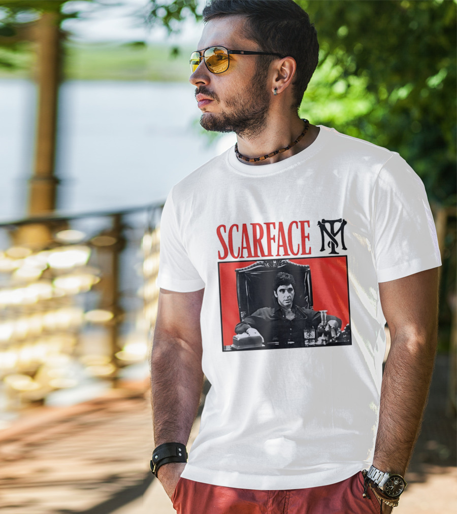 Scarface Tony Montana Al Pacino Iconic Scene Red T-Shirt