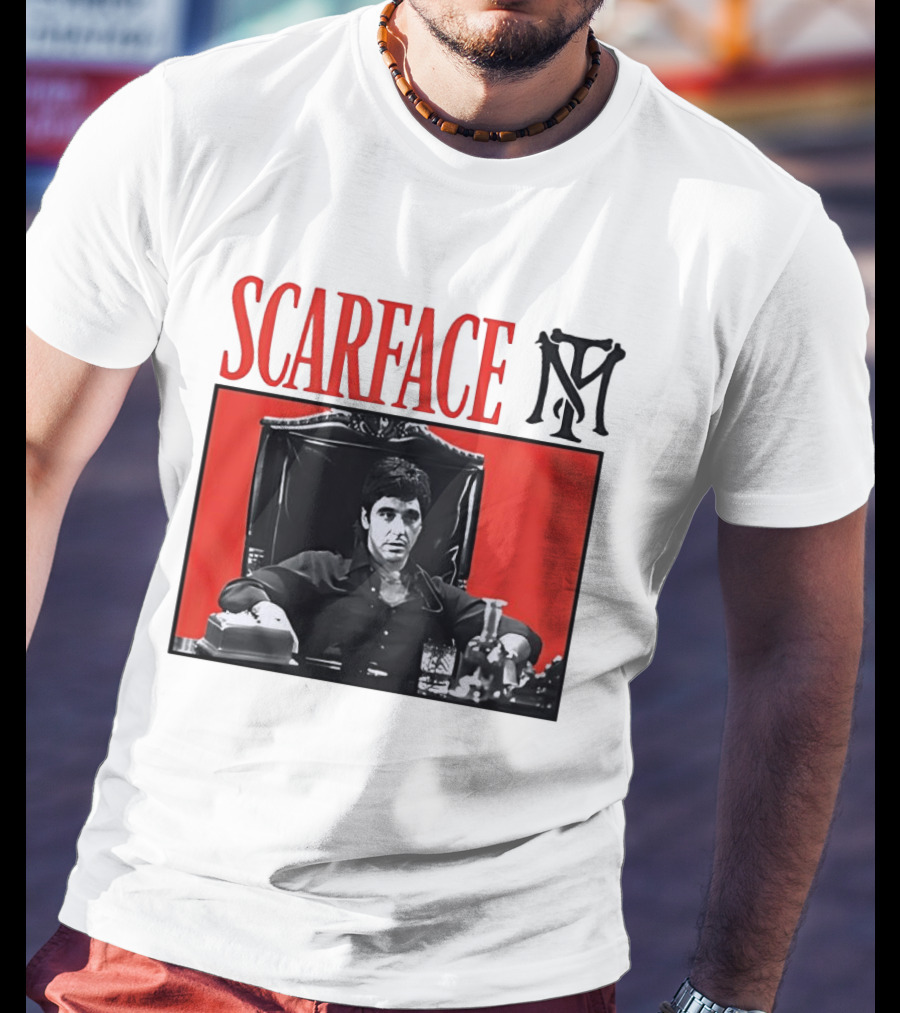 Scarface Tony Montana Al Pacino Iconic Scene Red T-Shirt