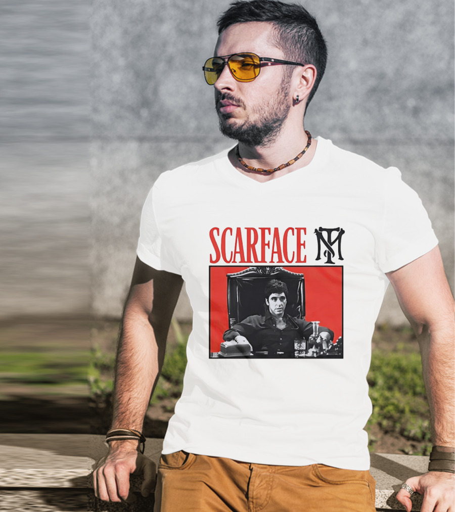 Scarface Tony Montana Al Pacino Iconic Scene Red T-Shirt