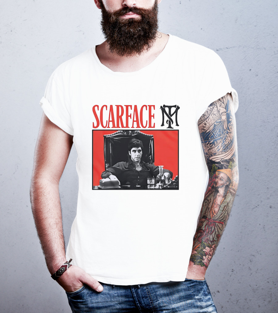 Scarface Tony Montana Al Pacino Iconic Scene Red T-Shirt