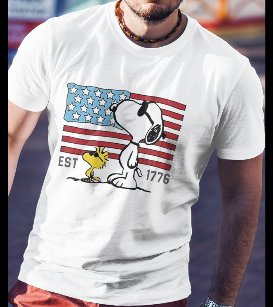 America 250th Anniversary 1776 Snoopy Woodstock With Stars And Stripes T-Shirt