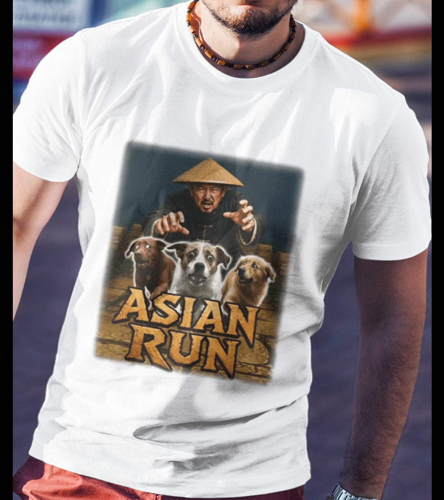 Asian Run Dogs With Traditional Hat Man T-Shirt
