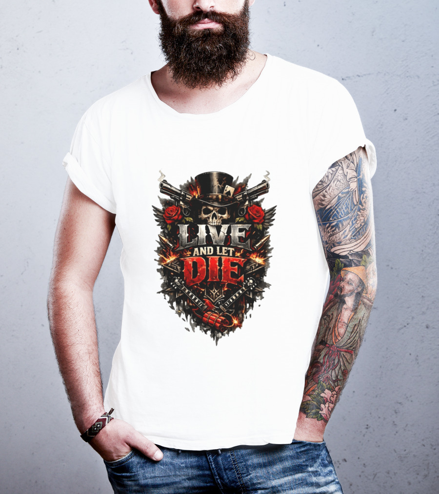Guns N' Roses Live And Let Die Skull Roses Guns Playing Cards T-Shirt