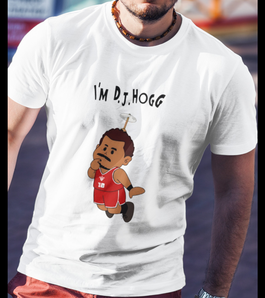 I'm DJ Hogg Basketball Player Red Uniform Cartoon T-Shirt