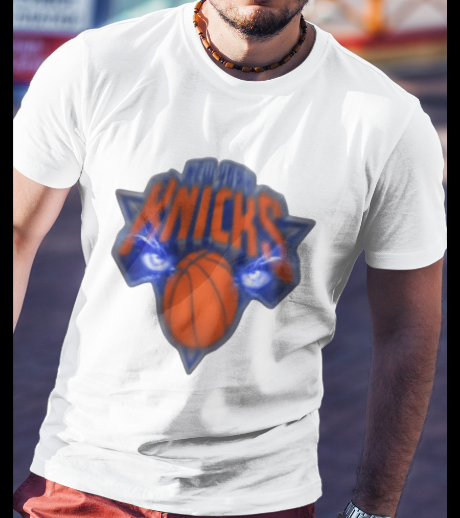 Blurry New York Knicks Basketball With Eye Motif T-Shirt