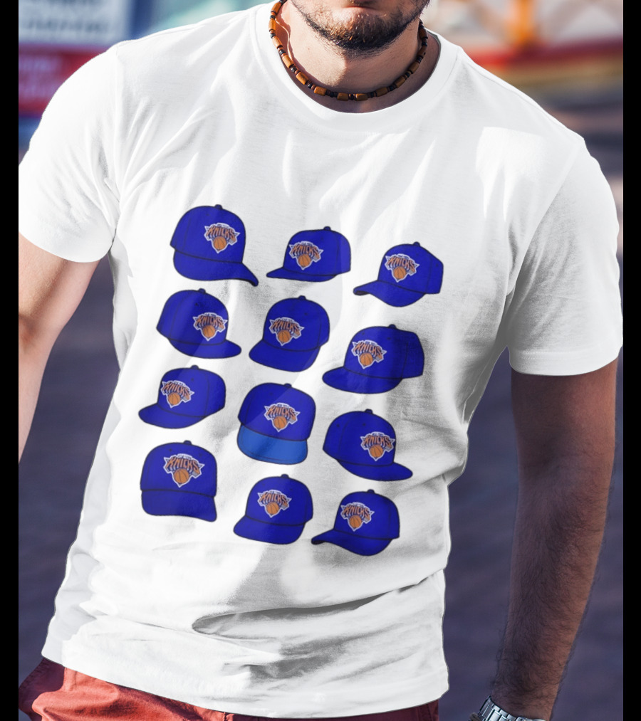 New York Knicks Blue Caps Collection With Iconic Basketball Team T-Shirt