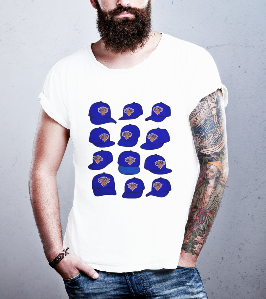 New York Knicks Blue Caps Collection With Iconic Basketball Team T-Shirt