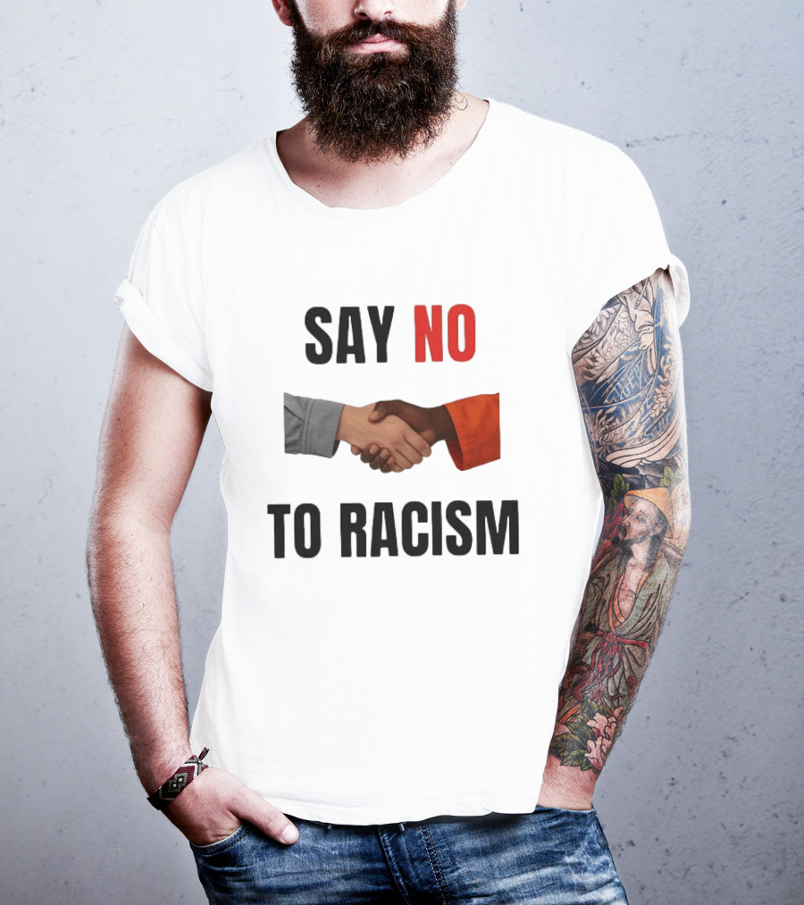 Say No To Racism Black White Handshake Solidarity T-Shirt