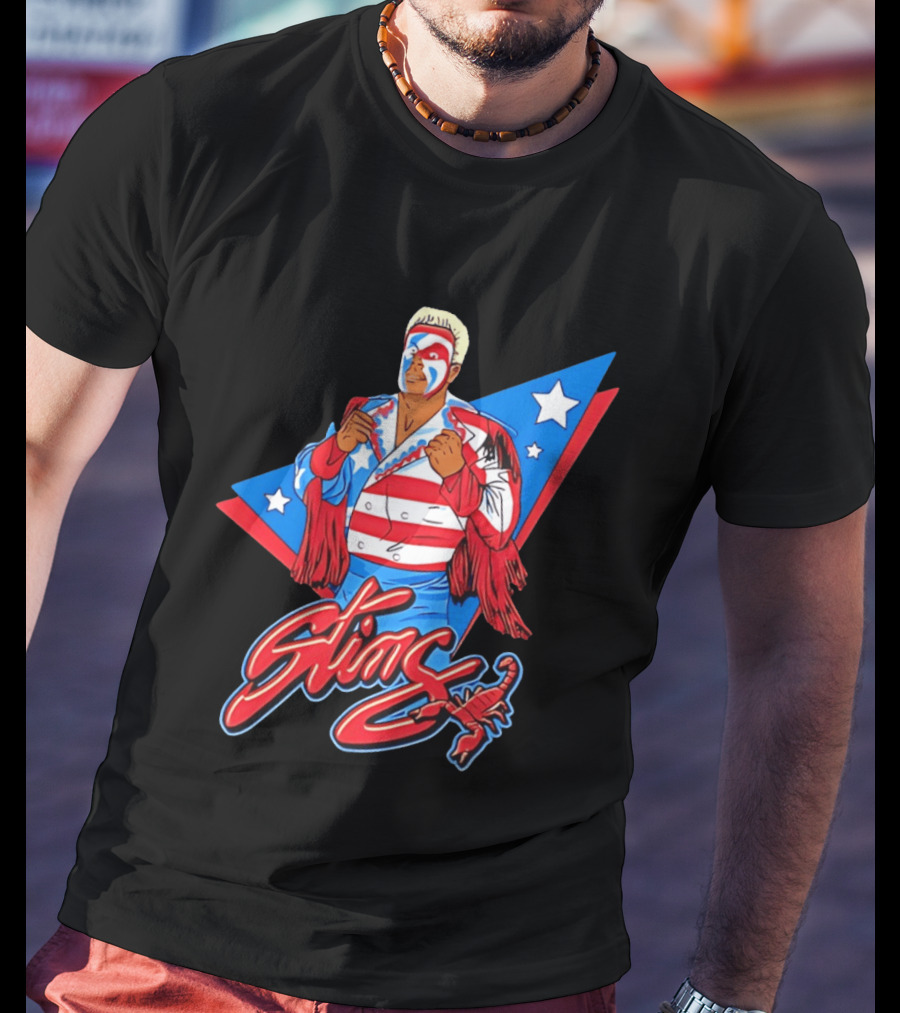 Sting USA Patriotic Jacket Red White Blue Stars Scorpion T-Shirt