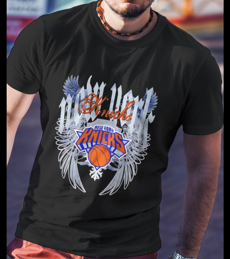 New York Knicks Wings Shield Basketball T-Shirt