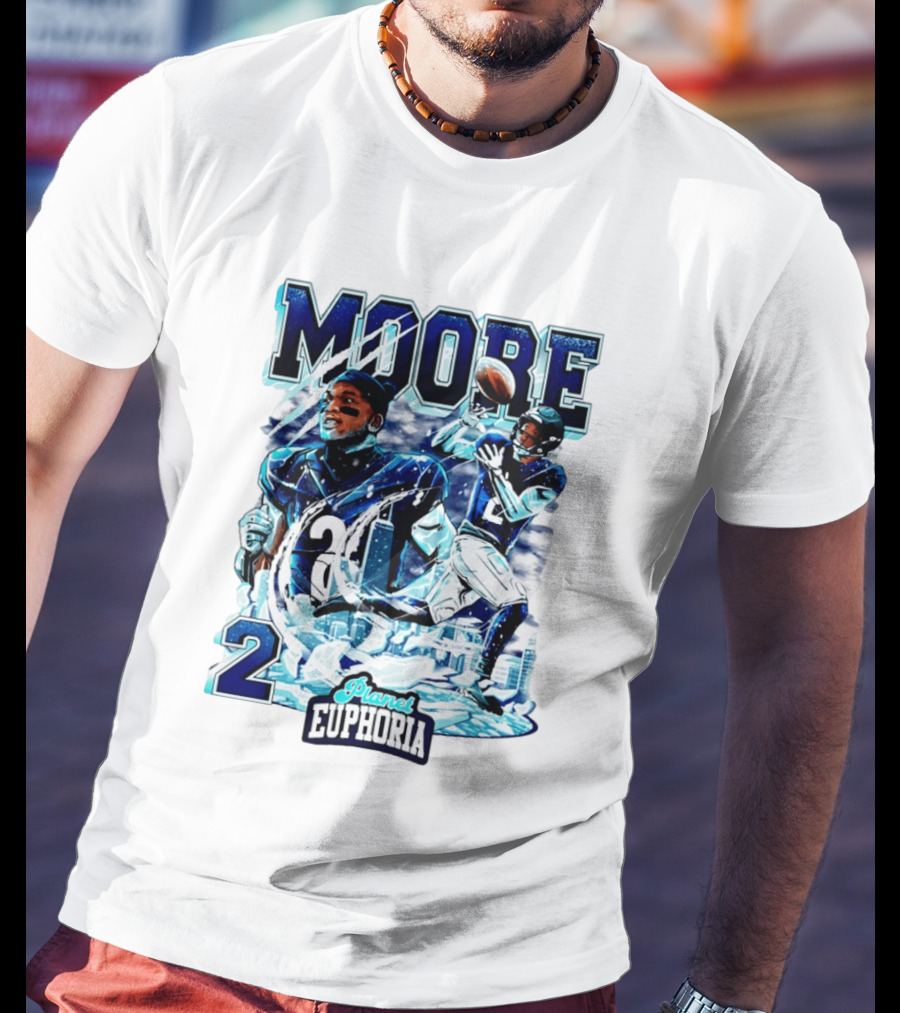 DJ Moore Chicago Bears Planet Euphoria Iceman Player Collage T-Shirt
