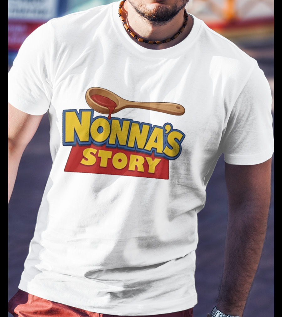 Nonna's Story Wooden Spoon Icon With Red Sauce T-Shirt