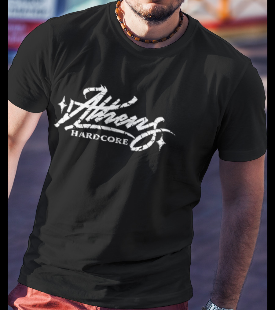 Athens Hardcore Cracked Retro Font T-Shirt