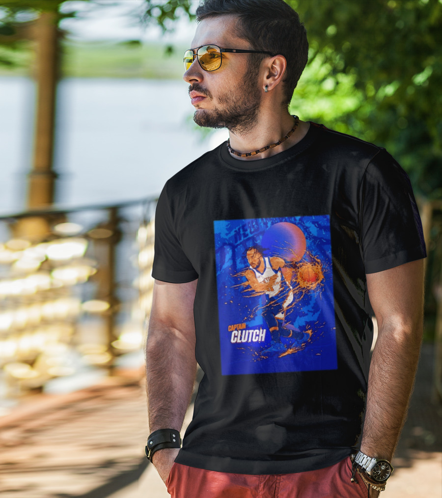 New York Knicks Captain Clutch Jalen Brunson Basketball Flames 2026 T-Shirt