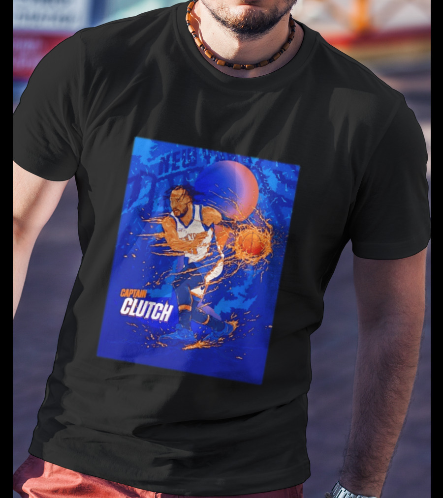 New York Knicks Captain Clutch Jalen Brunson Basketball Flames 2026 T-Shirt