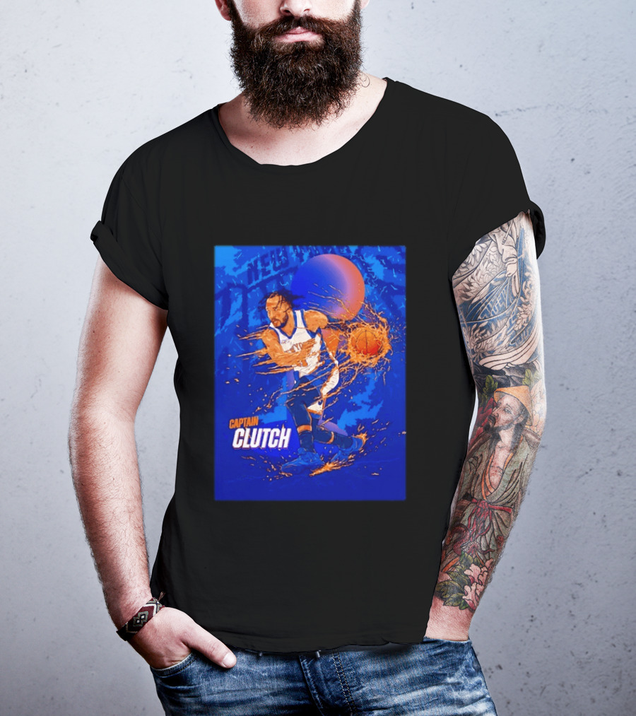 New York Knicks Captain Clutch Jalen Brunson Basketball Flames 2026 T-Shirt