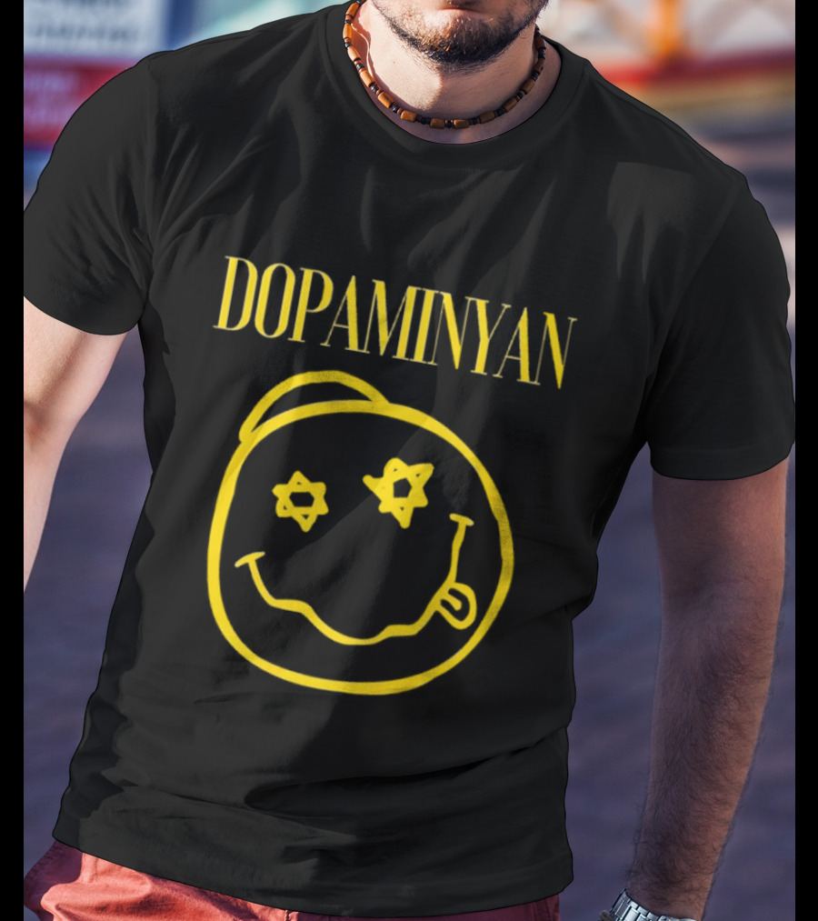 Dopaminyan Star Eyed Smiley Face Yellow T-Shirt