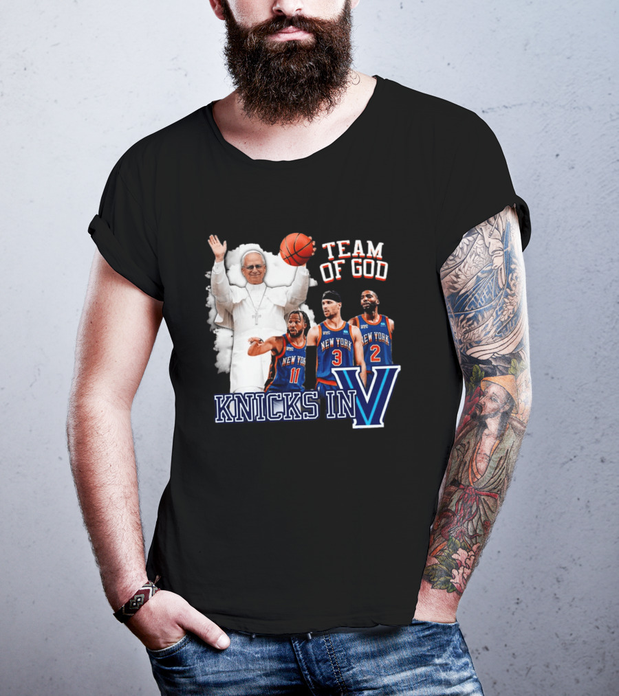 Team Of God Pope Leo XIV Knicks In Five Basketball Fun T-Shirt