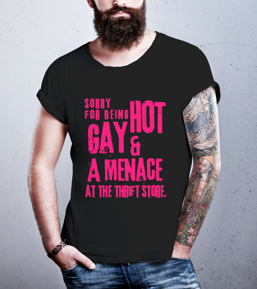 Sorry For Being Hot Gay And A Menace At The Thrift Store T-Shirt