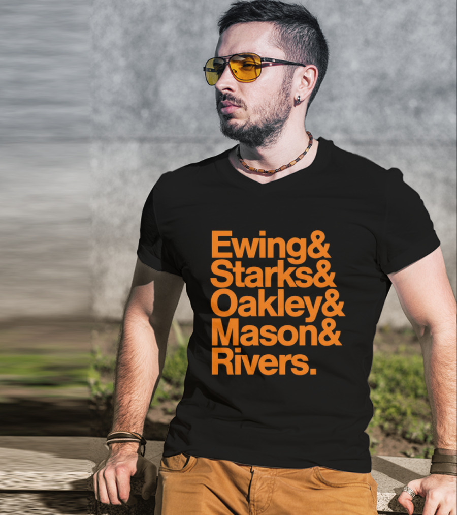Ewing Starks Oakley Mason Rivers New York Knicks 1993 T-Shirt