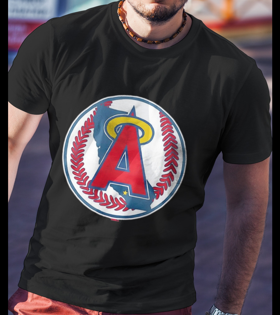 Los Angeles Angels Classic Halo A Baseball Emblem California Map T-Shirt