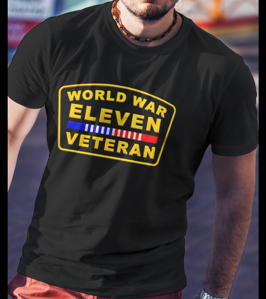 World War Eleven Veteran Patch Style Yellow Black Red Blue T-Shirt