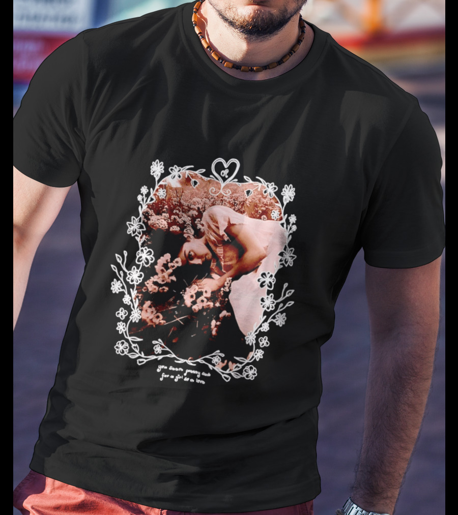 You Seem Pretty Sad For A Girl So In Love Floral Aesthetic Heart Frame Vintage Sepia Photography With Dreamy Flowers And Sleeping Girl T-Shirt