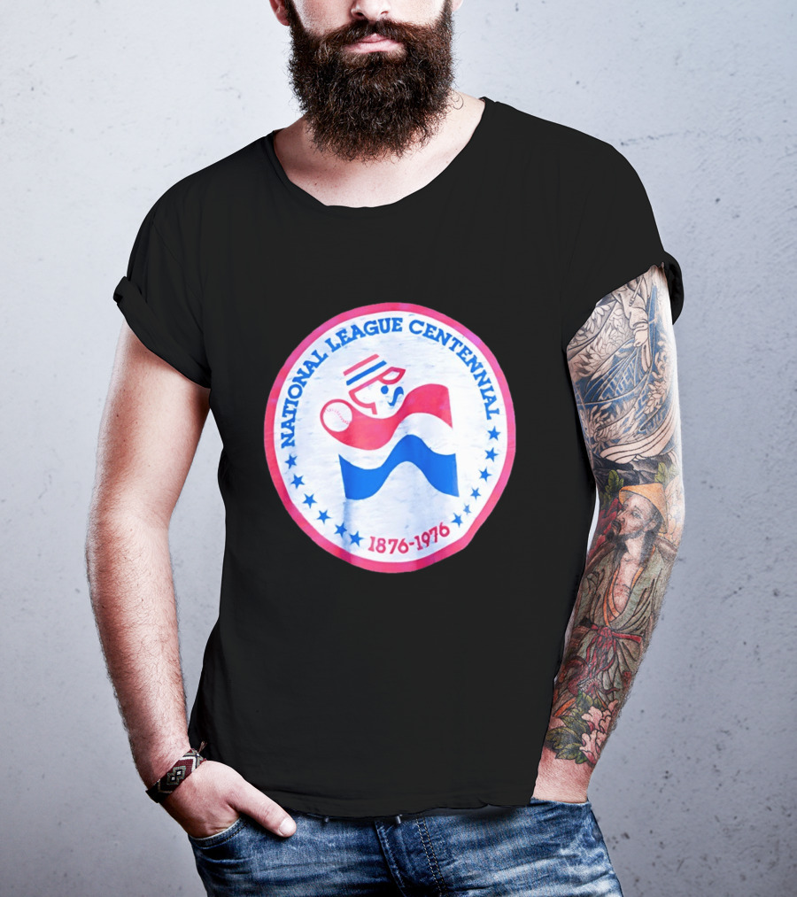 National League Centennial 1876 1976 Baseball Anniversary Retro MLB Bold Blue Red T-Shirt