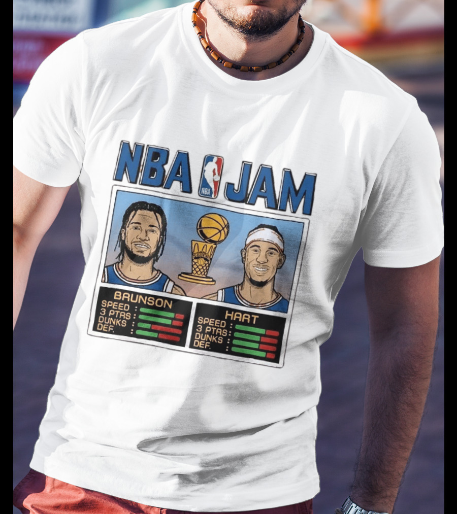 NBA Jam New York Knicks 2026 Champs Brunson Hart Stats T-Shirt