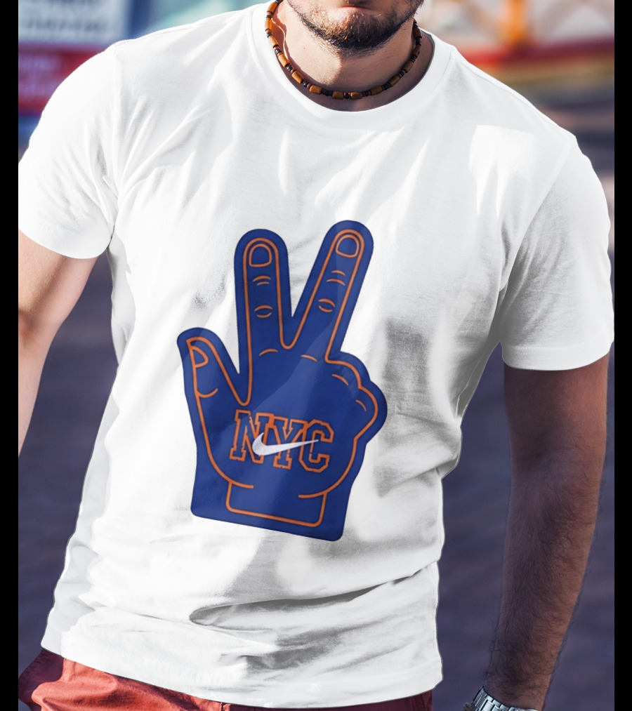 NYC Foam Finger Peace Sign New York Knicks Basketball T-Shirt