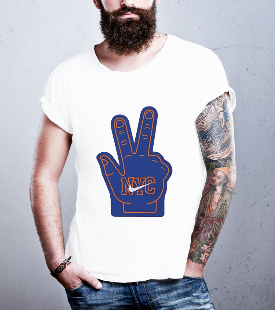 NYC Foam Finger Peace Sign New York Knicks Basketball T-Shirt