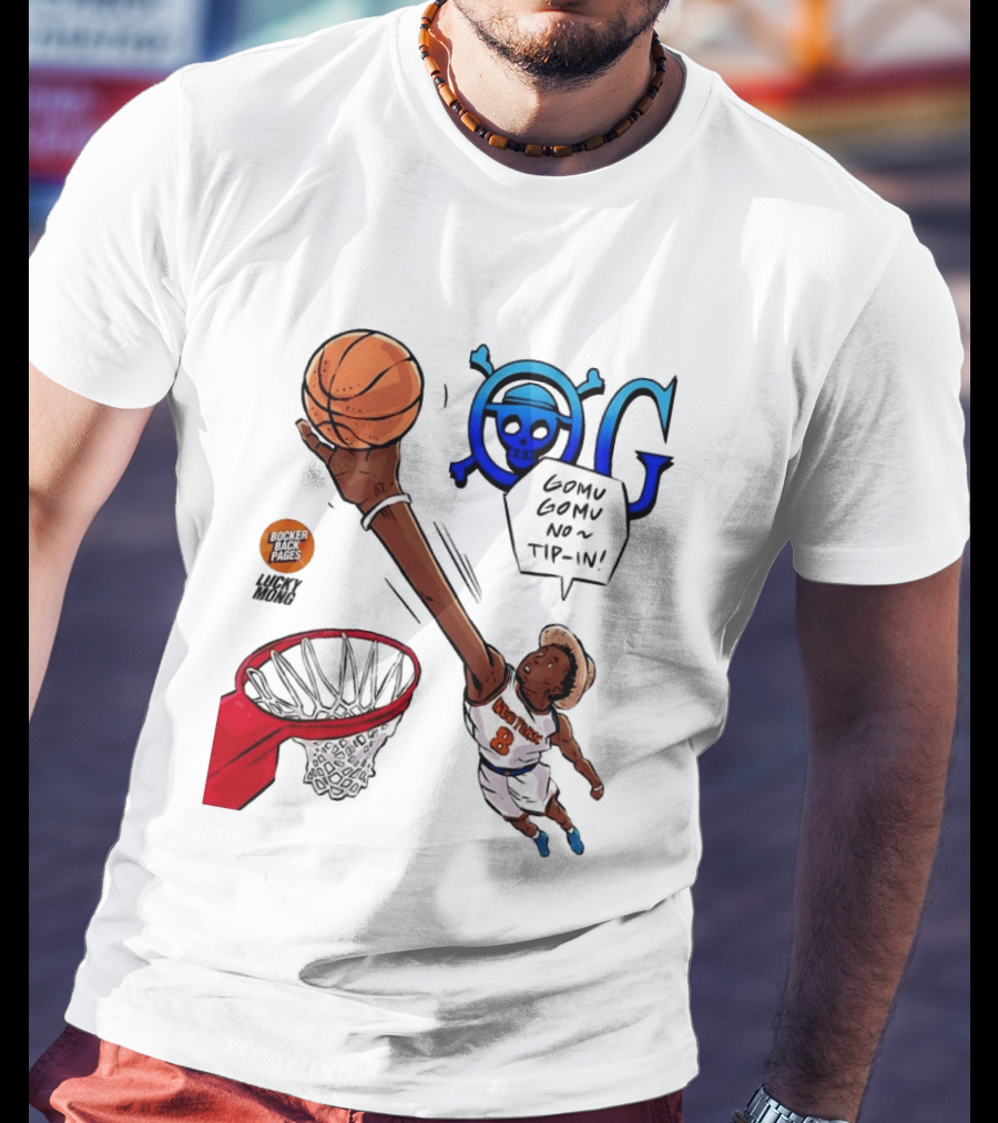 OG Anunoby X One Piece Luffy New York Knicks 2026 Gomu Gomu No Tip In Comic T-Shirt
