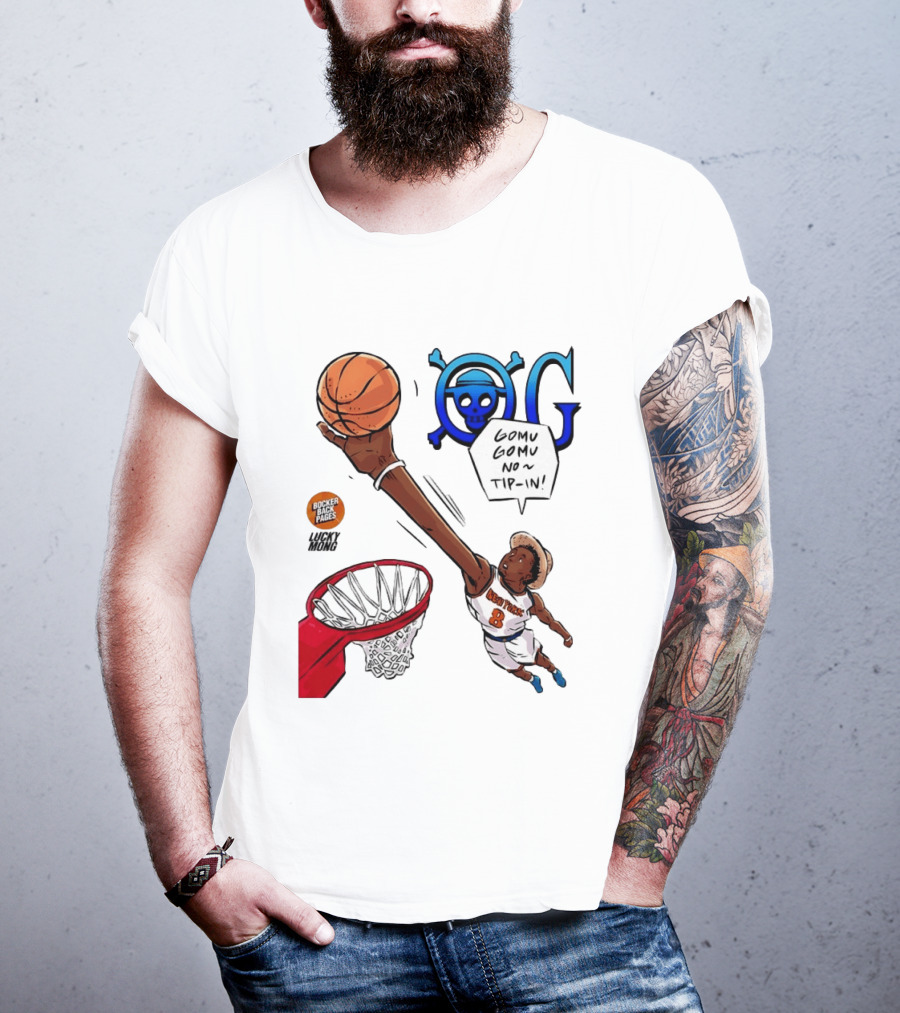 OG Anunoby X One Piece Luffy New York Knicks 2026 Gomu Gomu No Tip In Comic T-Shirt