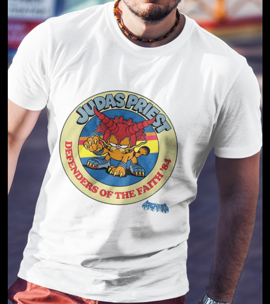 Judas Priest Defenders Of The Faith '84 Orange Cat T-Shirt